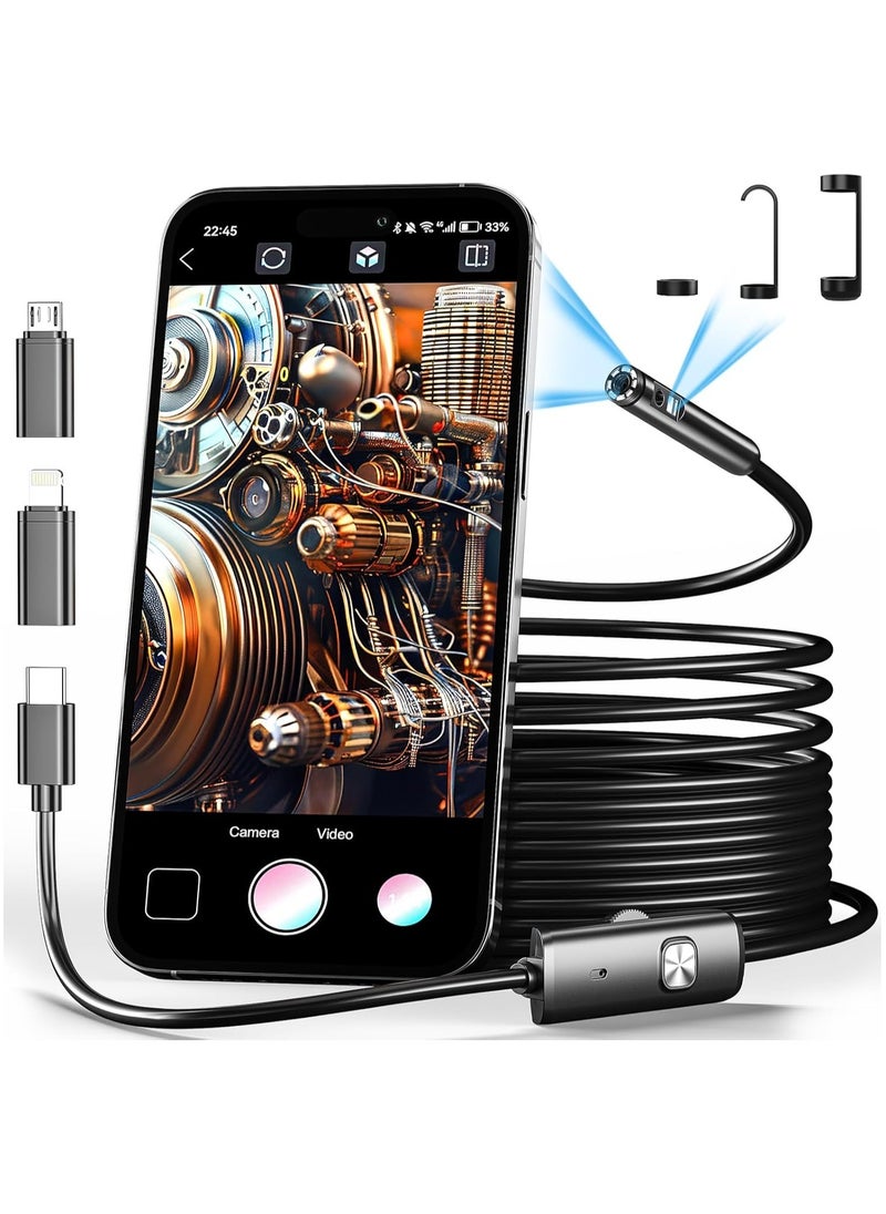 inskam - Dual Lens Endoscope Camera with Light-Borescope Inspection Camera with 8+1 Adjustable LED Lights1980P Endoscope Camera with 16.5ft Semi-Rigid Snake Camera IP68 Waterproof for iPhone iPad Android Phone - Image 1