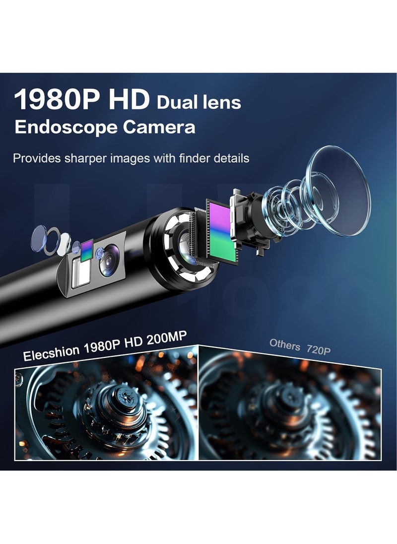 inskam - Dual Lens Endoscope Camera with Light-Borescope Inspection Camera with 8+1 Adjustable LED Lights1980P Endoscope Camera with 16.5ft Semi-Rigid Snake Camera IP68 Waterproof for iPhone iPad Android Phone - Image 1