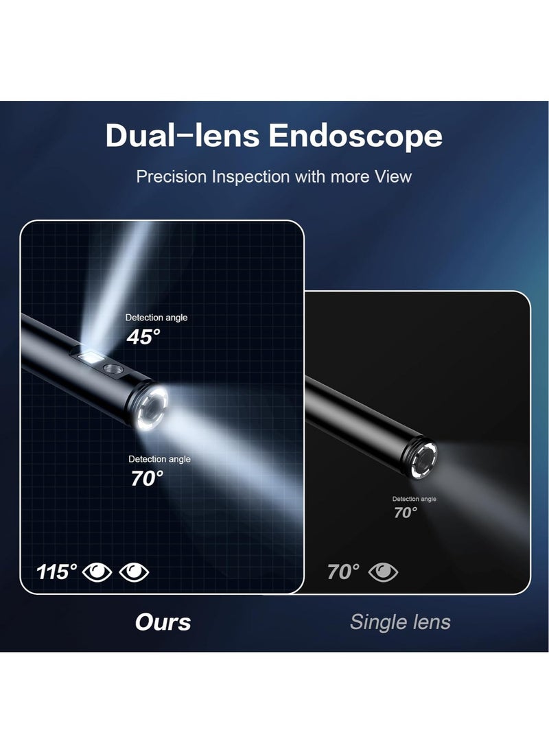 inskam - Dual Lens Endoscope Camera with Light-Borescope Inspection Camera with 8+1 Adjustable LED Lights1980P Endoscope Camera with 16.5ft Semi-Rigid Snake Camera IP68 Waterproof for iPhone iPad Android Phone - Image 1