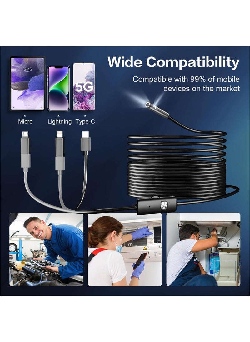 inskam - Dual Lens Endoscope Camera with Light-Borescope Inspection Camera with 8+1 Adjustable LED Lights1980P Endoscope Camera with 16.5ft Semi-Rigid Snake Camera IP68 Waterproof for iPhone iPad Android Phone - Image 1