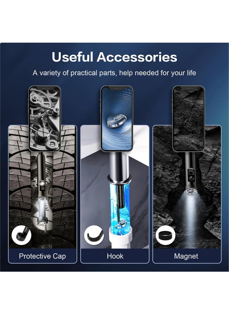 inskam - Dual Lens Endoscope Camera with Light-Borescope Inspection Camera with 8+1 Adjustable LED Lights1980P Endoscope Camera with 16.5ft Semi-Rigid Snake Camera IP68 Waterproof for iPhone iPad Android Phone - Image 1