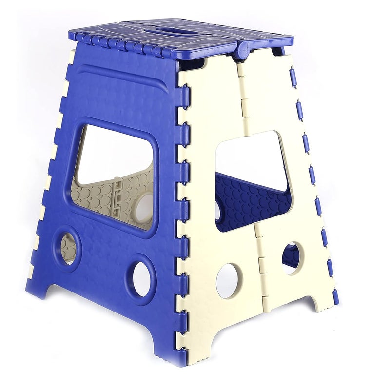 GOCART WITH G LOGO GOCART WITH G LOGO 18 Inches Super Strong Folding Step Stool for Adults and Kids Kitchen Stepping Stools Garden Step Stool Kitchen Stool Blue - Image 1
