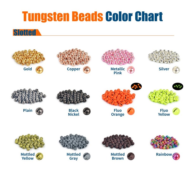 MUUNN 50pcs Tungsten Slotted Beads for Fly Tying, Sink Deeper and Faster 12 Colors/13 Sizes Slotted Tungsten Beads Fly Tying Beads Head Fly Tying Materials(Black Nickel,2.3mm) - Image 4