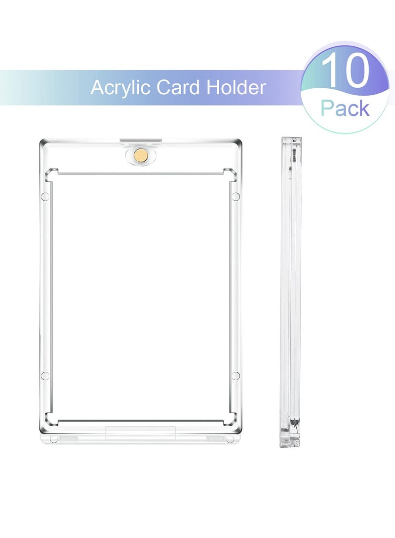 10 Pieces Magnetic Card Holder 35 Pt Trading Card Protector, Baseball Card Protector, Acrylic Card Holder Clear Display Card Protector for Baseball Football Sports Game Card Storage Display (Gold) - Image 5