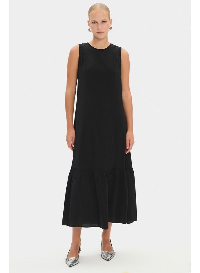 جون عباية نسائية بتفاصيل زهور من جوني - أسود - Image 5