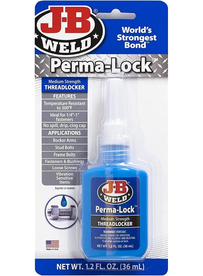 J-B WELD 24236 Perma-Lock Medium Strength Threadlocker - Blue - 36 Ml - Image 1