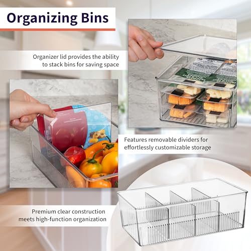 ClearSpace Pantry Organization and Storage Bins with Removable Dividers & Lids – Perfect Pantry Organizers or Kitchen Organization – Refrigerator Organizer Bins, Cabinet Organizers, 2 Pack - Image 3
