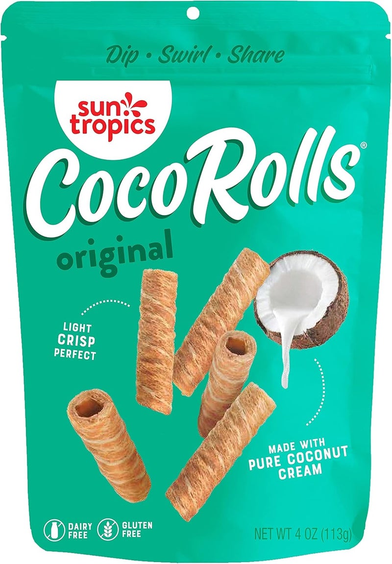 SunTropics Sun Tropics CocoRolls Variety Pack - Gluten Free, Dairy Free, Snack-Crisp Rolled Wafers Made with Pure Coconut Cream, 6 Count - Image 3