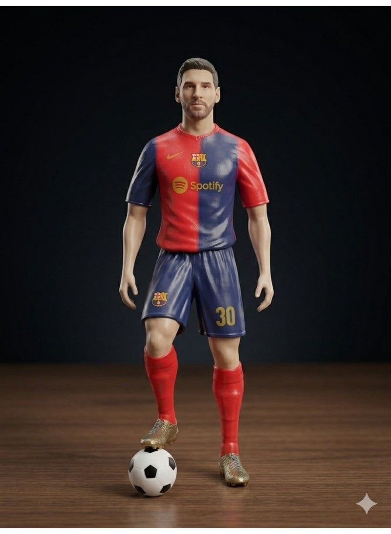 مجسم أكشن ليونيل ميسي لاعب كرة قدم برشلونة قابل للتحصيل - رقم القميص 30 - Image 1