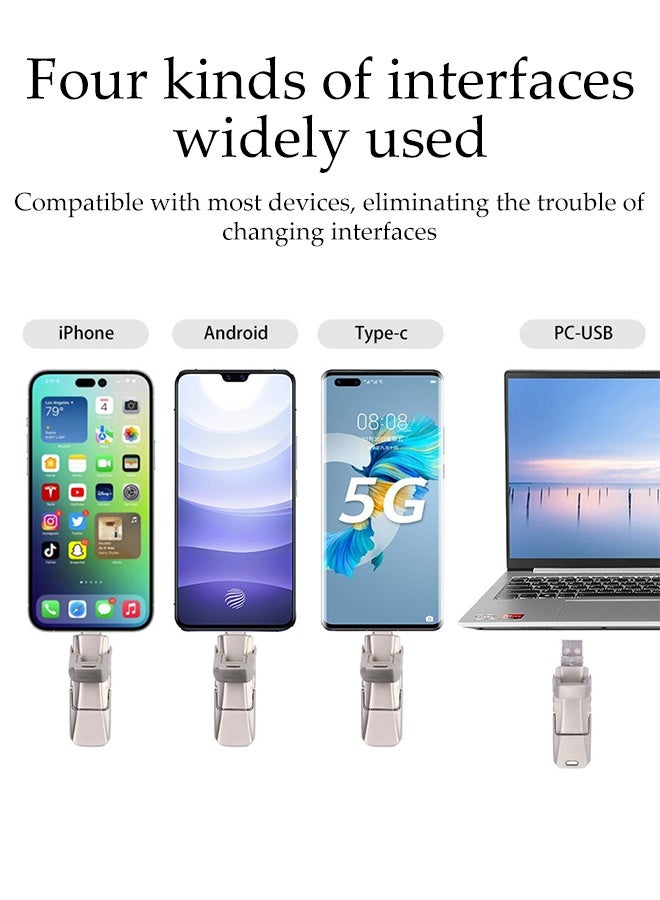 DUNISO USB Flash Drive，2TB 4-in-1 Multi-conversion Interface Memory Stick，USB 3.0 Memory Stick Thumb Drive USB C Drive，for iPhone/ipad/iPod/Computer/iOS and Android/PC - Image 4