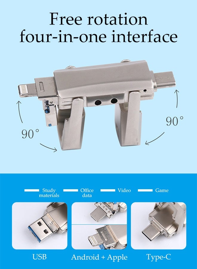 DUNISO USB Flash Drive，2TB 4-in-1 Multi-conversion Interface Memory Stick，USB 3.0 Memory Stick Thumb Drive USB C Drive，for iPhone/ipad/iPod/Computer/iOS and Android/PC - Image 2