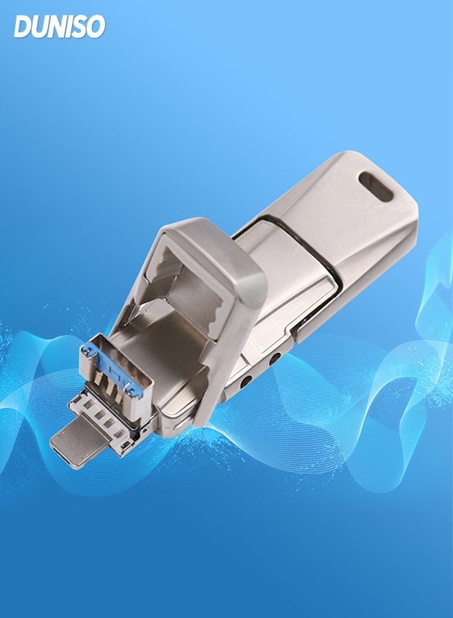 DUNISO USB Flash Drive，2TB 4-in-1 Multi-conversion Interface Memory Stick，USB 3.0 Memory Stick Thumb Drive USB C Drive，for iPhone/ipad/iPod/Computer/iOS and Android/PC - Image 1