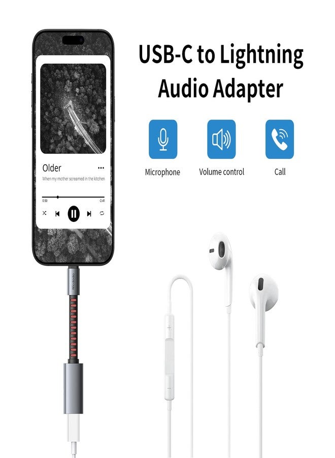 mcdodo Lightning to USB-C Headphone Audio Adapter, with Charging/Audio/Calls/Data Transfer Funtion Type C Male to Lightning Female Headphone Converter Fit iPhone 16/15 Pro/ProMax/Plus,iPad,MacBook - Image 4
