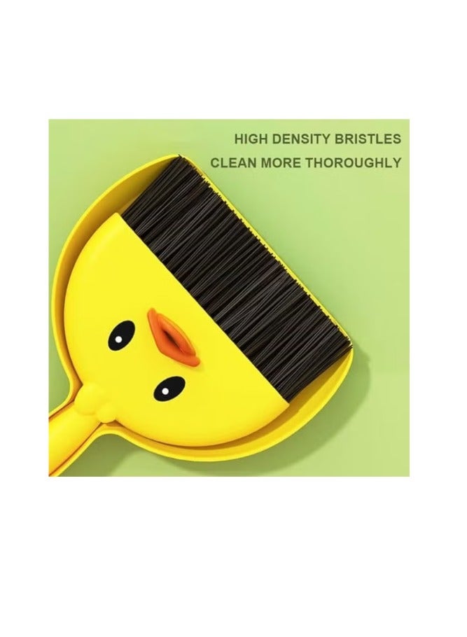 Mini Hand Broom & Dustpan Set Duck Shape – Unbreakable Plastic, Cute Cartoon Design, Yellow - Image 3