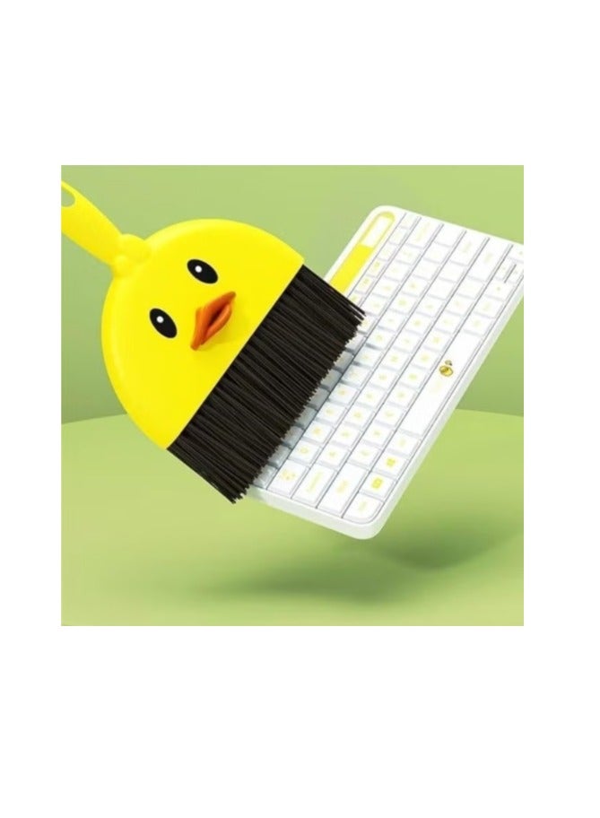 Mini Hand Broom & Dustpan Set Duck Shape – Unbreakable Plastic, Cute Cartoon Design, Yellow - Image 4