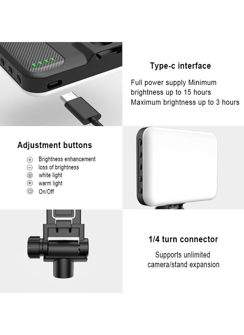 Generic - LED Phone Light for Photography and Video, 2200mAh Pocket-Sized Vlog Selfie Light with 160° Adjustable Rotation, 3 Color Modes for Makeup, Live Streaming, and Filming; Portable Night Light with Long Battery Life and 1/4 Turn Connector for Camera/Stand Expansion - Image 1