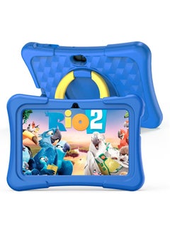 PRITOM Kids Tablet, 7 inch Android Tablet for Kids, 2GB+2GB RAM 32GB ROM Quad-Core Toddler Tablet with Shockproof Case, Bluetooth, WiFi, Parental Control, Dual Camera,  Educational Games (Blue)  - Image 1