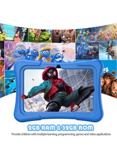 PRITOM Kids Tablet, 7 inch Android Tablet for Kids, 2GB+2GB RAM 32GB ROM Quad-Core Toddler Tablet with Shockproof Case, Bluetooth, WiFi, Parental Control, Dual Camera,  Educational Games (Blue)  - Image 4