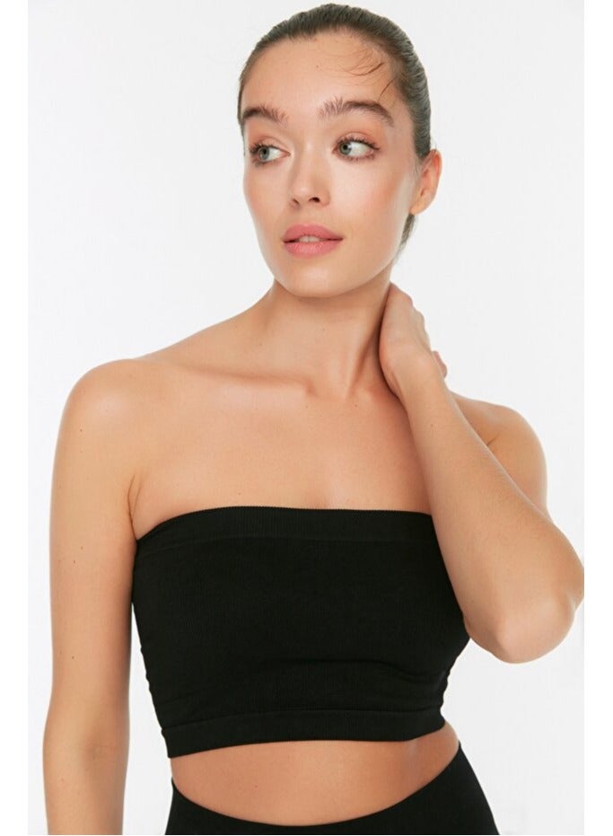 trendyol Black Seamless/Seamless Light Support/Shaping Strapless Knitted Sports Bra - Image 3