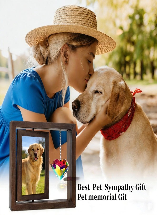 XDNOOK Dog Memorial Gifts for Loss of Dog, Rotating Wooden Picture Frame,Sun Catcher Dual Pendant Design, Double Sided Display, Pet Memorial Paw Remembrance Tag, Pet Loss Sympathy Gift - Image 5