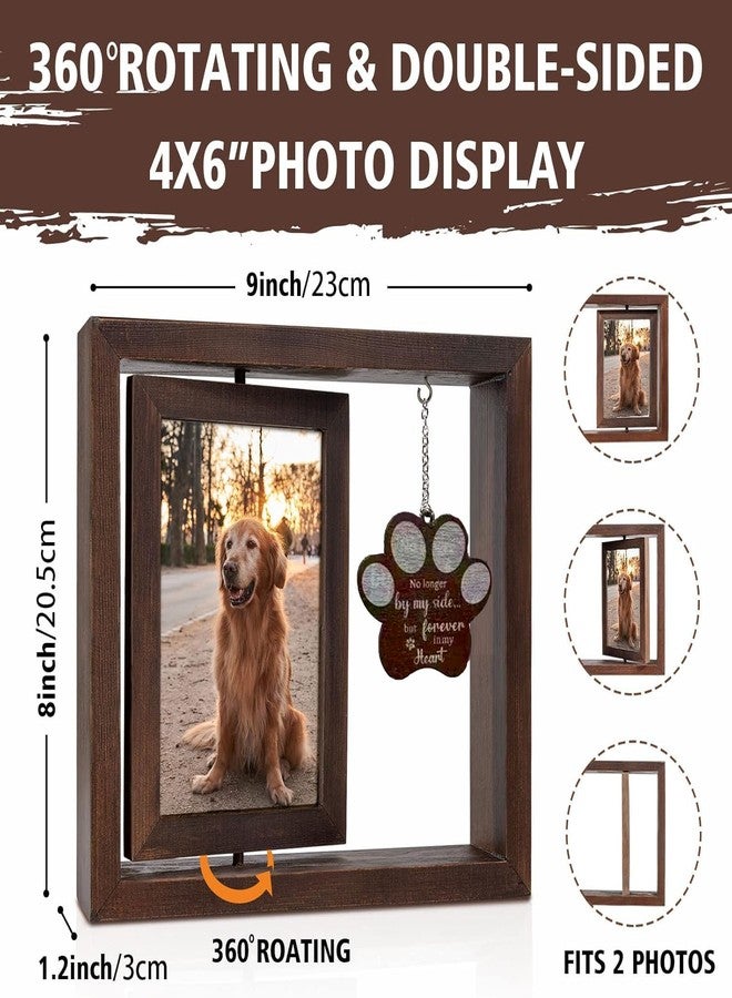 XDNOOK Dog Memorial Gifts for Loss of Dog, Rotating Wooden Picture Frame,Sun Catcher Dual Pendant Design, Double Sided Display, Pet Memorial Paw Remembrance Tag, Pet Loss Sympathy Gift - Image 2