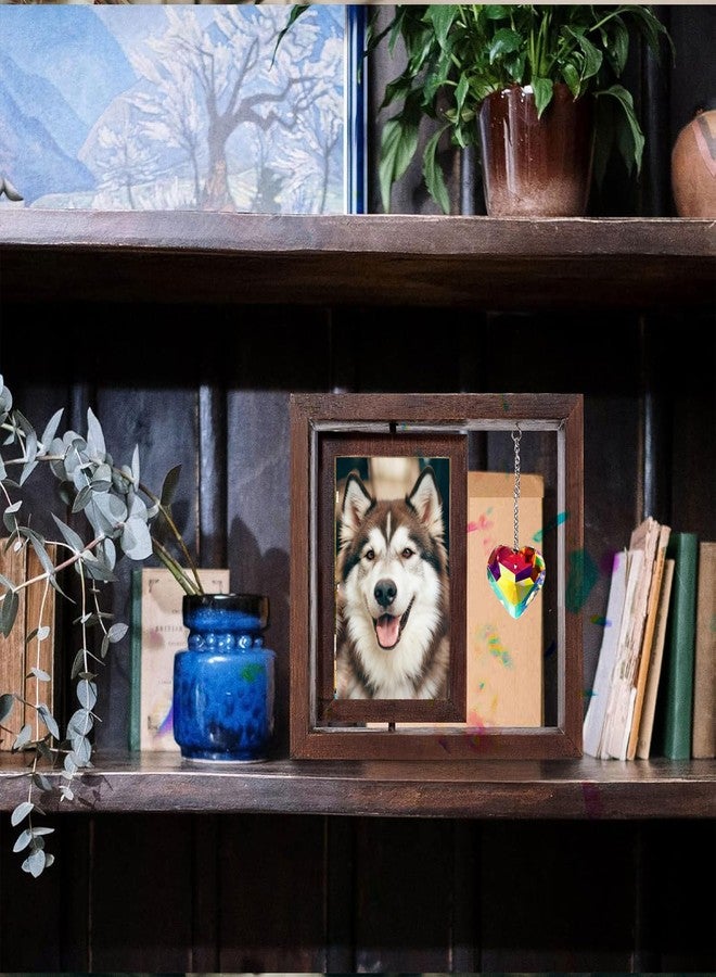 XDNOOK Dog Memorial Gifts for Loss of Dog, Rotating Wooden Picture Frame,Sun Catcher Dual Pendant Design, Double Sided Display, Pet Memorial Paw Remembrance Tag, Pet Loss Sympathy Gift - Image 3