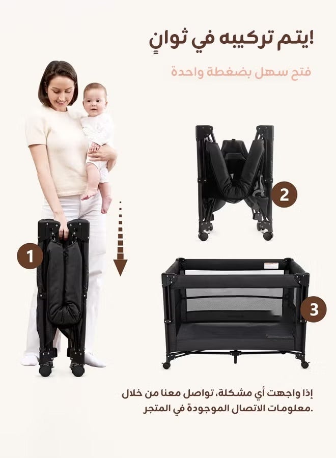 hibobi A Crib And A Safe, Comfortable Baby Bed With Mesh Barriers To Keep The Interior More Ventilated,, Made From Safe Materials For Your Child - Image 5