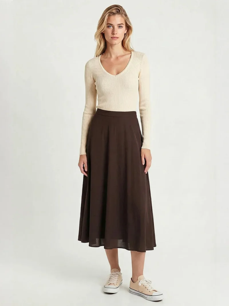 السعادة في إسطنبول ISTANBUL High Waist A-Line Midi Skirt