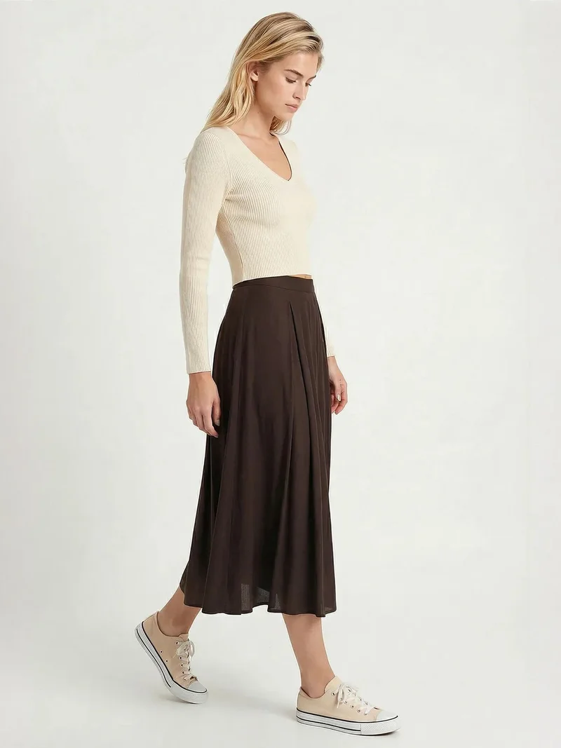 السعادة في إسطنبول ISTANBUL High Waist A-Line Midi Skirt