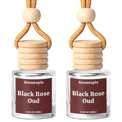 AROMTOPIA Car Air Freshener Hanging Aromtopia Car Fragrance Diffusers Black Rose Oud Scents LongLasting Car Odor Eliminator for Women Men Gift Cute Car Accessories Pack of 2 - Image 1
