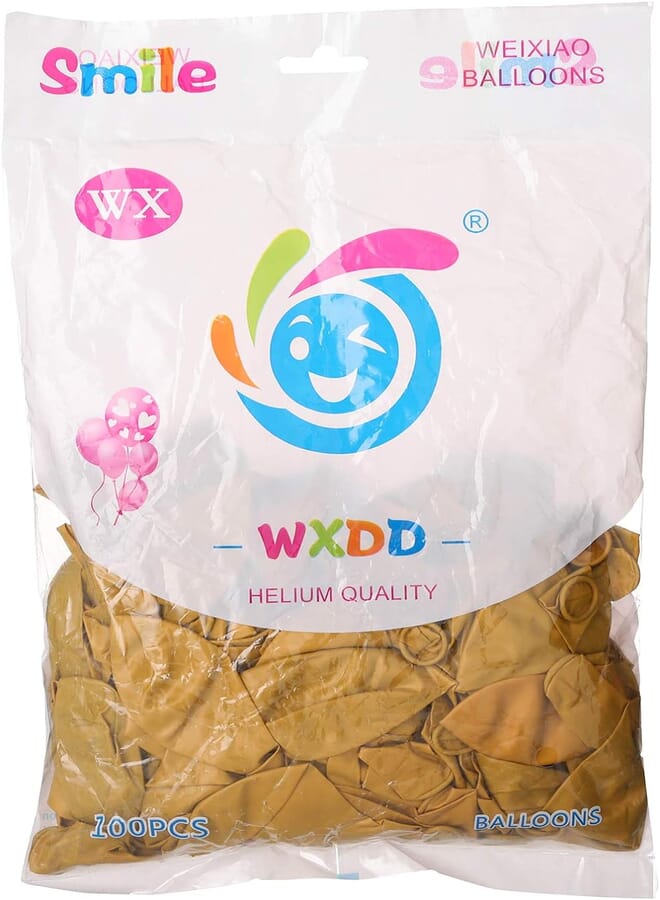 Smile Latex Balloons Pouch, 100 Pieces - Gold
