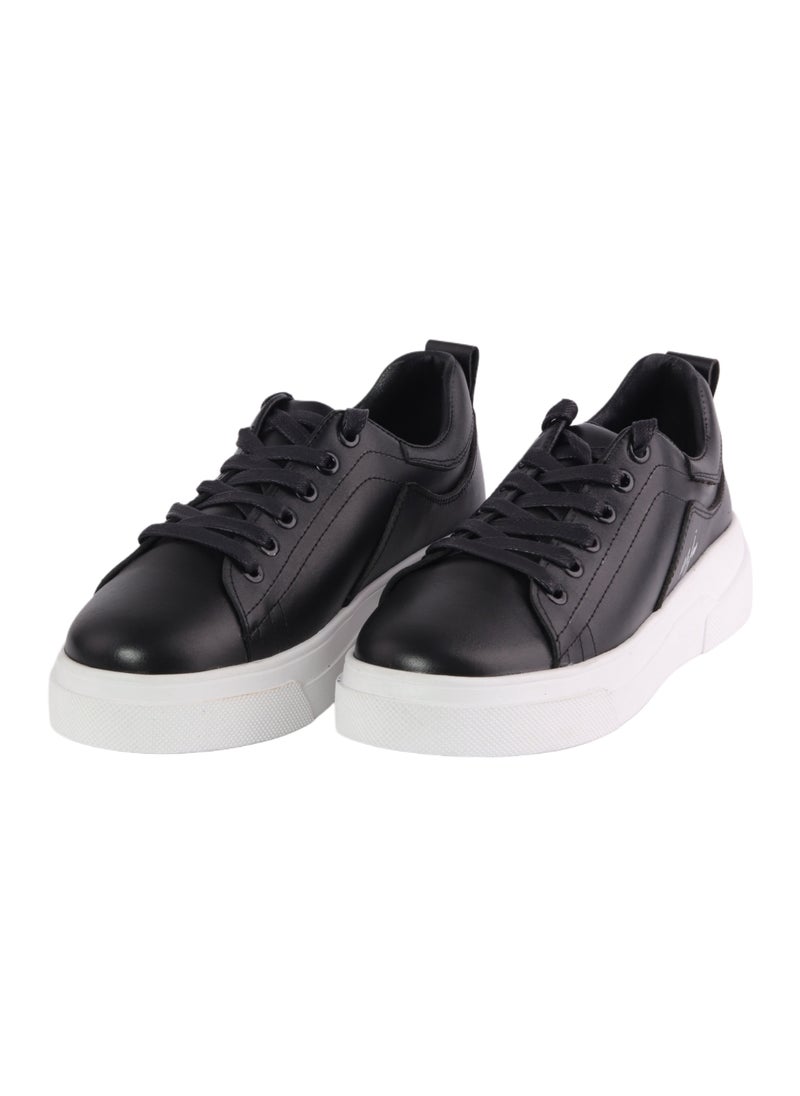 Mr.joe Plain Lace Up Genuine Leather Platform Sneakers For Women  - Image 4