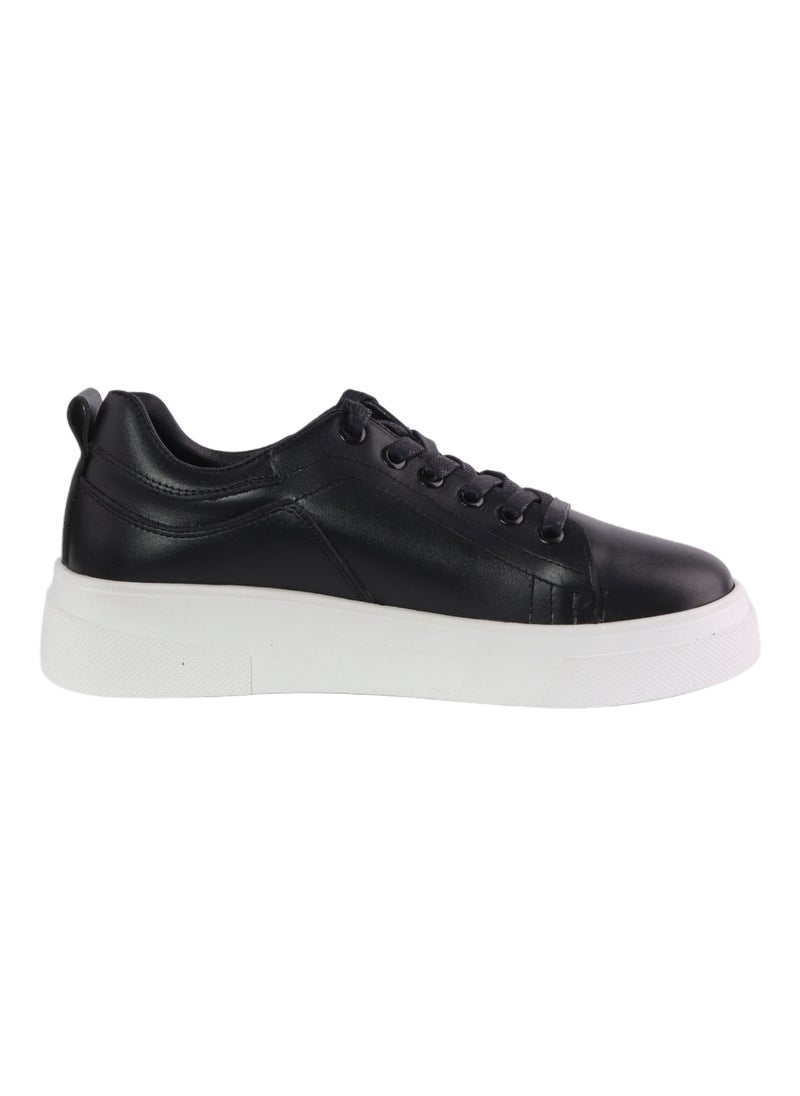 Mr.joe Plain Lace Up Genuine Leather Platform Sneakers For Women  - Image 1