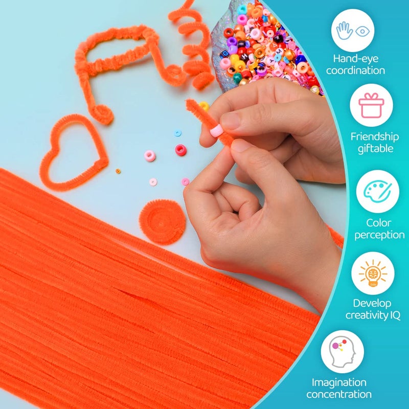 IOOLEEM Iooleem 200pcs Orange Pipe Cleaners, Chenille Stems, Pipe Cleaners for Crafts, Pipe Cleaner Crafts, Art and Craft Supplies.  - Image 3
