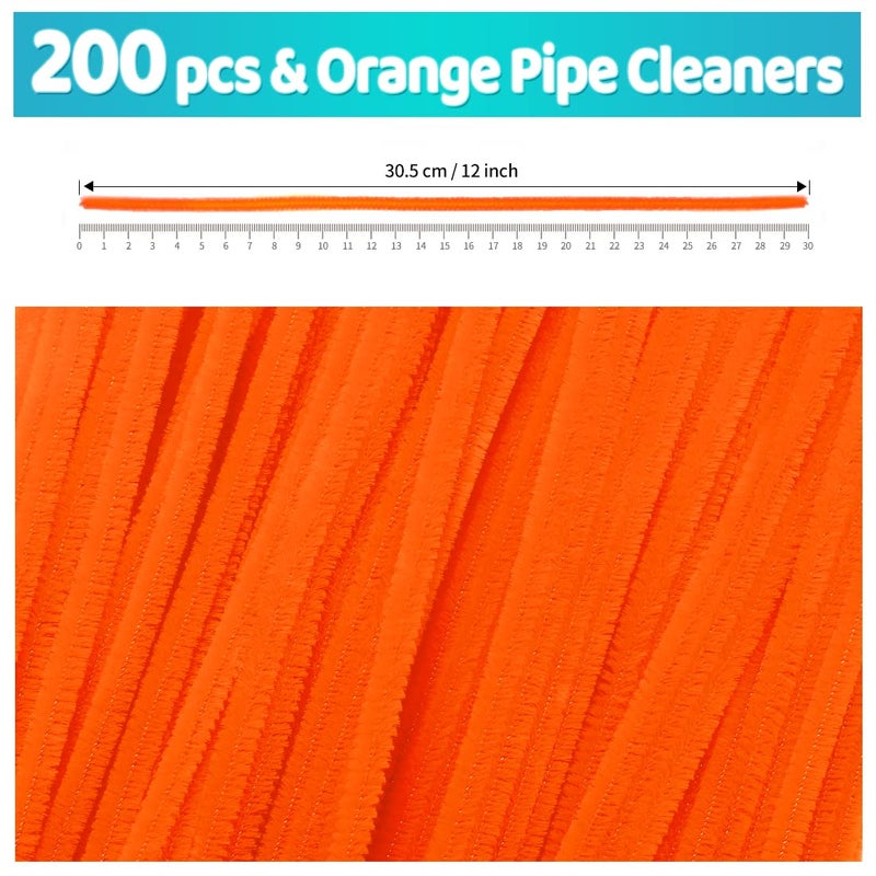 IOOLEEM Iooleem 200pcs Orange Pipe Cleaners, Chenille Stems, Pipe Cleaners for Crafts, Pipe Cleaner Crafts, Art and Craft Supplies.  - Image 2