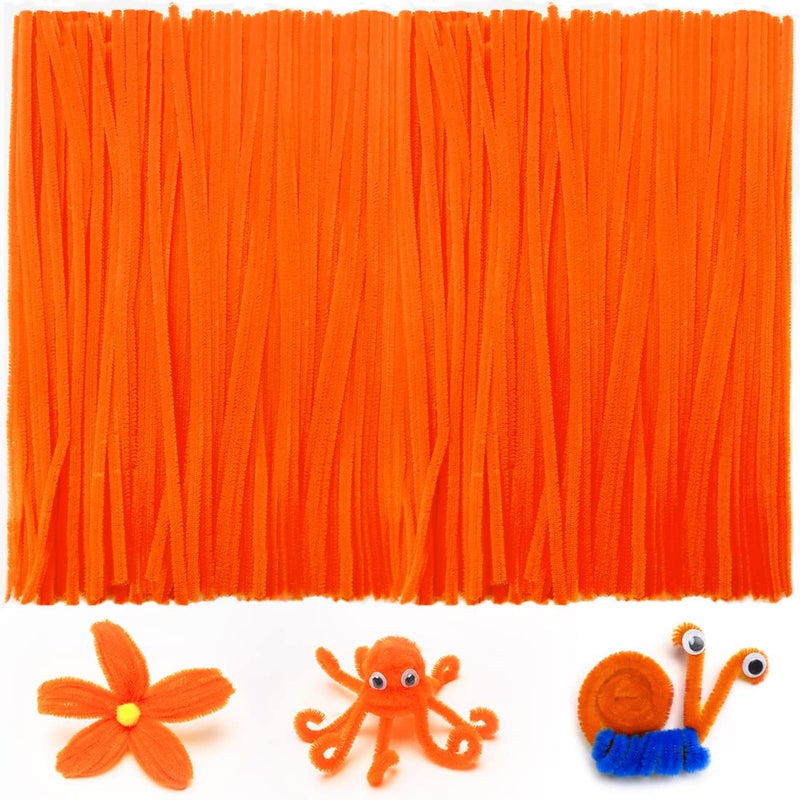 IOOLEEM Iooleem 200pcs Orange Pipe Cleaners, Chenille Stems, Pipe Cleaners for Crafts, Pipe Cleaner Crafts, Art and Craft Supplies.  - Image 1