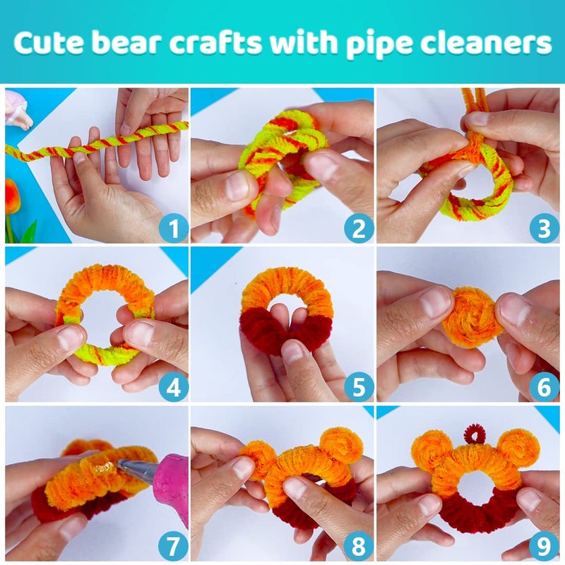 IOOLEEM Iooleem 200pcs Orange Pipe Cleaners, Chenille Stems, Pipe Cleaners for Crafts, Pipe Cleaner Crafts, Art and Craft Supplies.  - Image 4