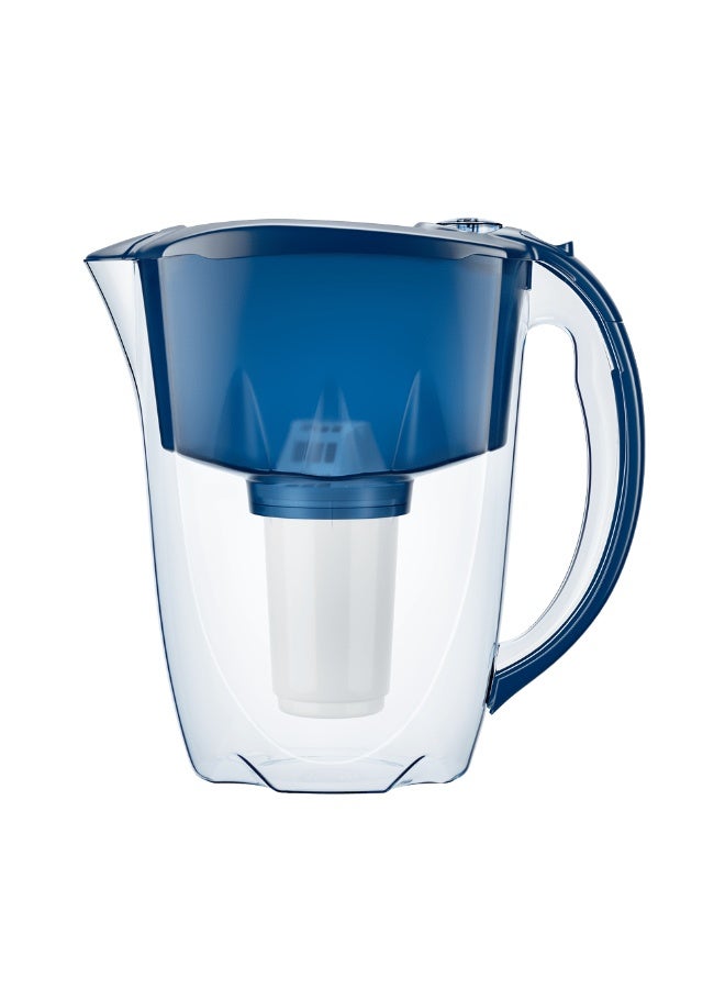 Aquaphor Prestige Water Filter Jug, + 1 Extra Cartridge, 2.8L Capacity, Slider Lid and Compact Design, Reduces Chlorine, Rust, Heavy Metals, Phenols & Organic Compounds, Provides Odorless and Tasty Water, BPA-Free, Fridge-Friendly Water Purifier Jug for Daily Use (Cobalt Blue) - Image 2