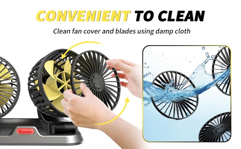 AutoBizarre 12V Electric Car Cooling Fan 360° Rotatable Triple Heads Air Circulator Fan Manual Rotation 2 Speed for All Cars (Black) - Image 5