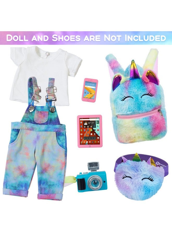 ZITA ELEMENT 7 Pcs American 18 Inch Doll Clothes and Accessories - 18 Inch Doll Clothes Set with Doll Backpack,Waist Bag,Cell Phone,Tablet Phone,Camera (No Doll) - Image 3