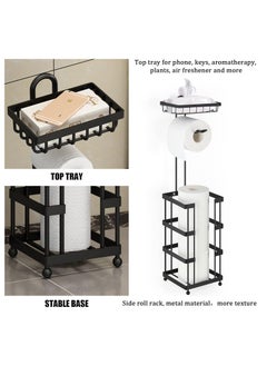 Generic Toilet Paper Roll Holder Stand for Large Rolls with Storage Tray   Free Standing Toilet Paper Dispenser and Storage Reserve  - Image 4