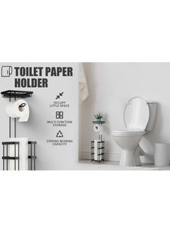 Generic Toilet Paper Roll Holder Stand for Large Rolls with Storage Tray   Free Standing Toilet Paper Dispenser and Storage Reserve  - Image 5