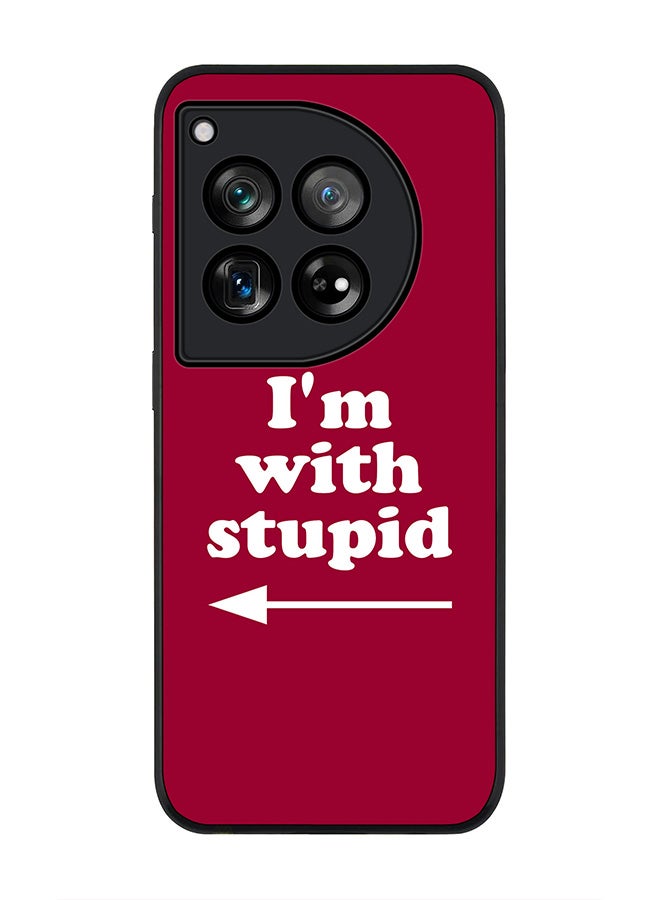 Stylizedd Rugged Black edge case for OnePlus 12R / OnePlus Ace 3 5G, Slim fit Soft Case Flexible Rubber Edges Anti Drop TPU Gel Thin Cover -  I'm with stupid - Image 1