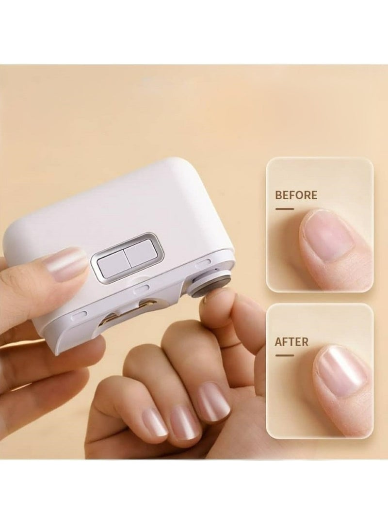 شاولون Electric Automatic Nail Clipper with Light 2 Speeds Fingernail Cutter and File 2 in 1 Design Nail Scraps Storage USB Rechargeable Safety Fingernail Trimmer for Baby Kids Seniors - Image 2