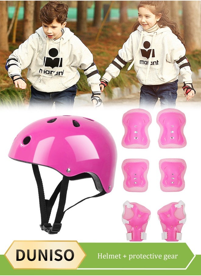 DUNISO 7 Pcs Kids Protective Gear Set, Kids Knee And Elbow Pads Set，With Safety Helmet,Knee Pads, Elbow Pads，Shock Absorbing And Drop Resistant, Suitable For Roller Skating, Skateboarding  - Image 1