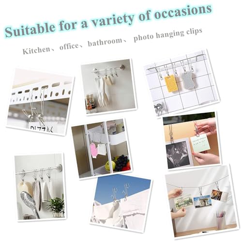 Fapiwen 20pcs Stainless Steel Long Tail Clip with Hooks, Clothes Drying Clips, Hanging Clips for Clothes Hook Type, Clothes Pegs for Kitchen Bathroom Office - Image 4