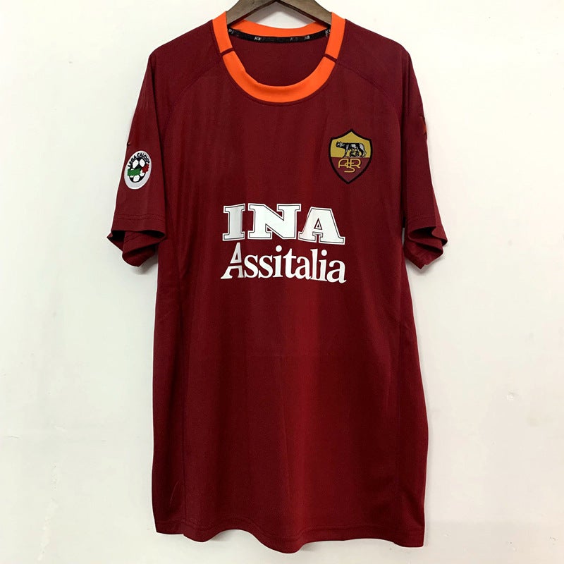 Generic 2000-01 season Rome home jersey No. 18 Batistuta No. 10 Totti vintage football shirt short sleeve No printing