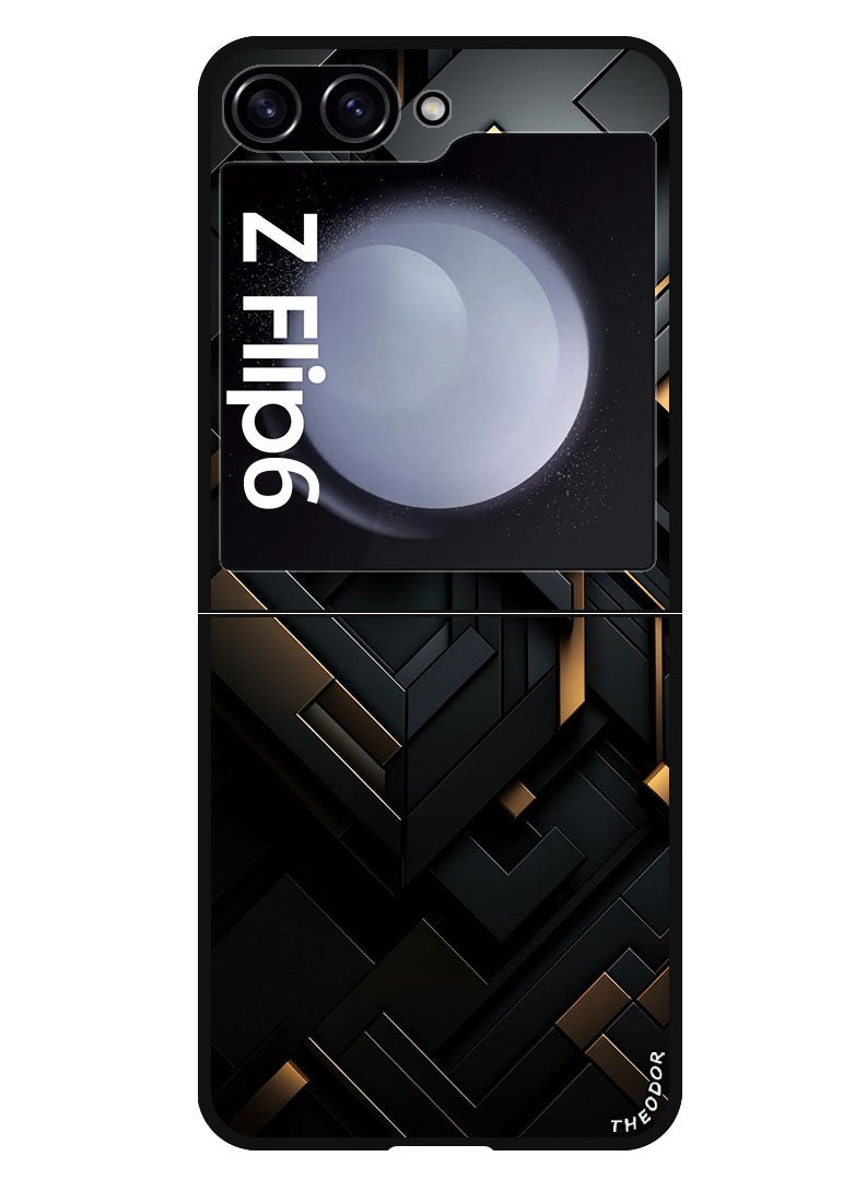 Theodor Protective Case Anti Scratch Shock Proof Bumper Cover For Samsung Galaxy Z Flip 6 Black Dourado - Image 1
