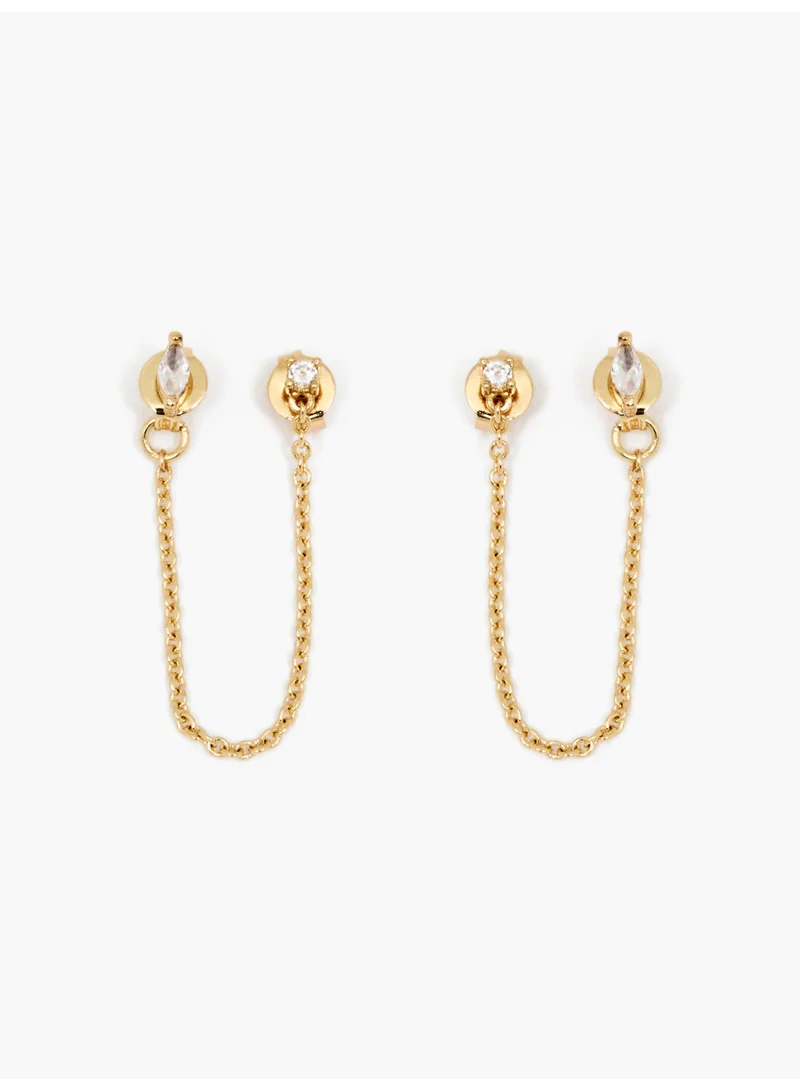 French Connection UK Front Back Chain Crystal Earrings