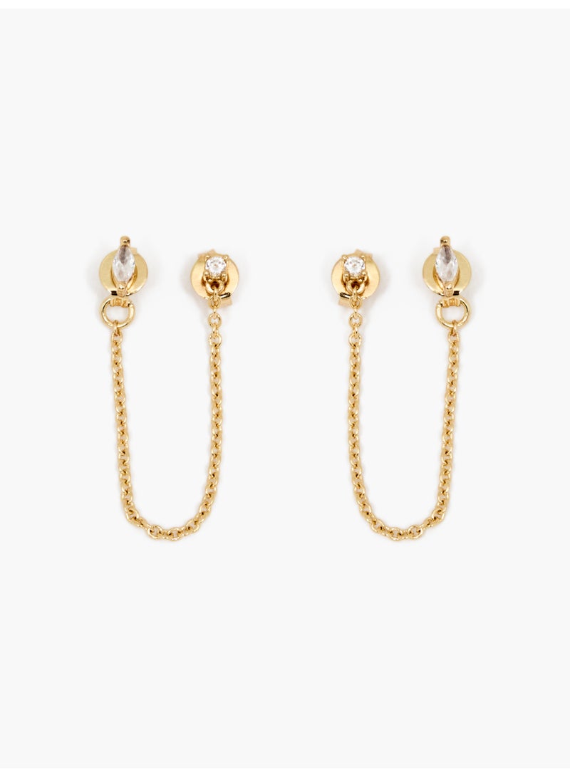 French Connection UK Front Back Chain Crystal Earrings - Image 2